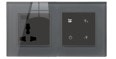Gplatter Series bedside panel with universal socket and USB — organic dark glass