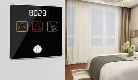 Insignia Series bell panel — room number display with DND/MUR icons