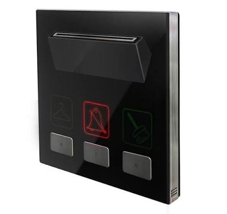 Insignia Series key card holder with DND/MUR service icons