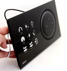 Mil Series bedside panel with Alexa built-in — black round speaker glass panel