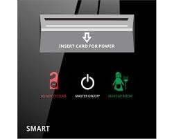 Mil Series black glass key card holder with DND / Master On-Off / MUR icons