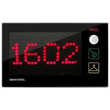 Simple Slave Economy Series big bell slave unit — wide-format black panel with large red LED room number display 1602, DND and service request icons